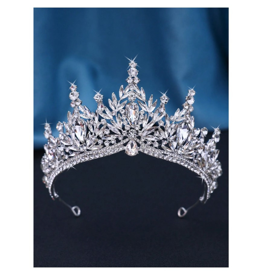 srebrna tiara zdobienie cyrkonie