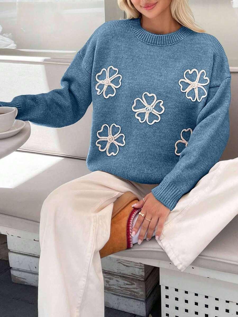NIEBIESKI SWETER DŁUGI RĘKAW