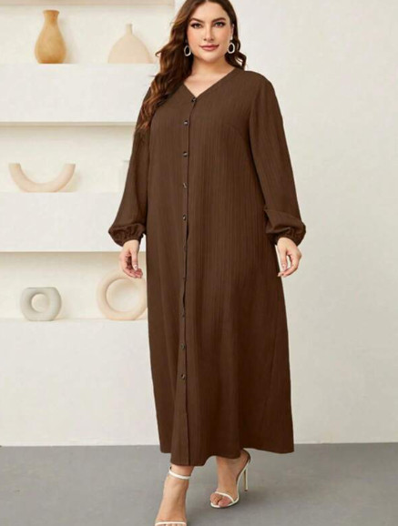 maxi sukienka długi rękaw v neck