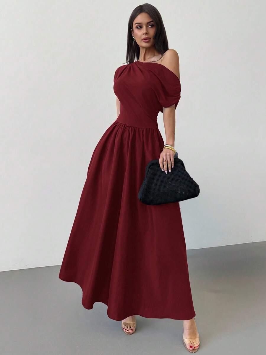 bordowa maxi sukienka