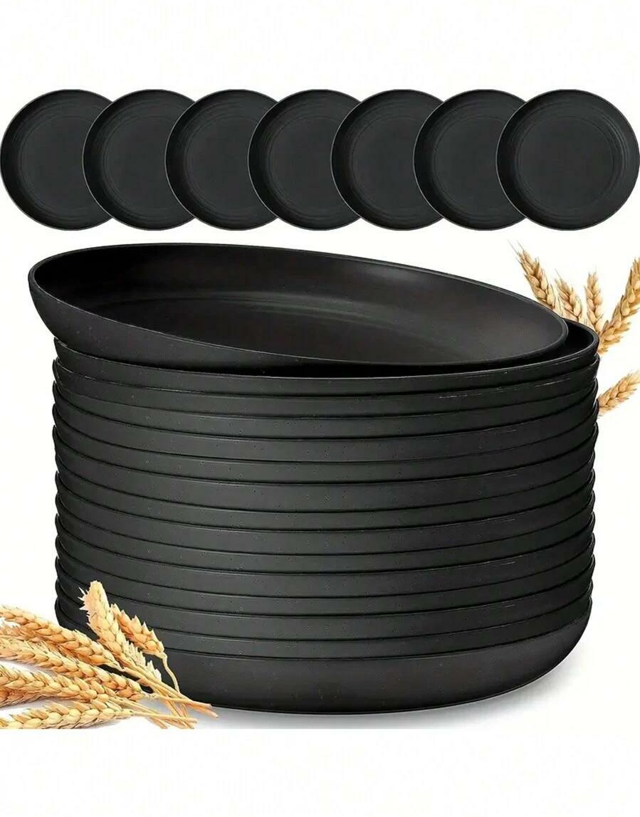 czarne talerze 8-pack