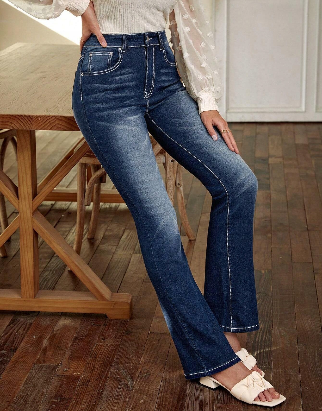 GRANATOWE SPODNIE JEANS