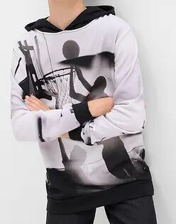 BLUZA Z KAPTUREM Z MIĘKKIEJ BAWEŁNY