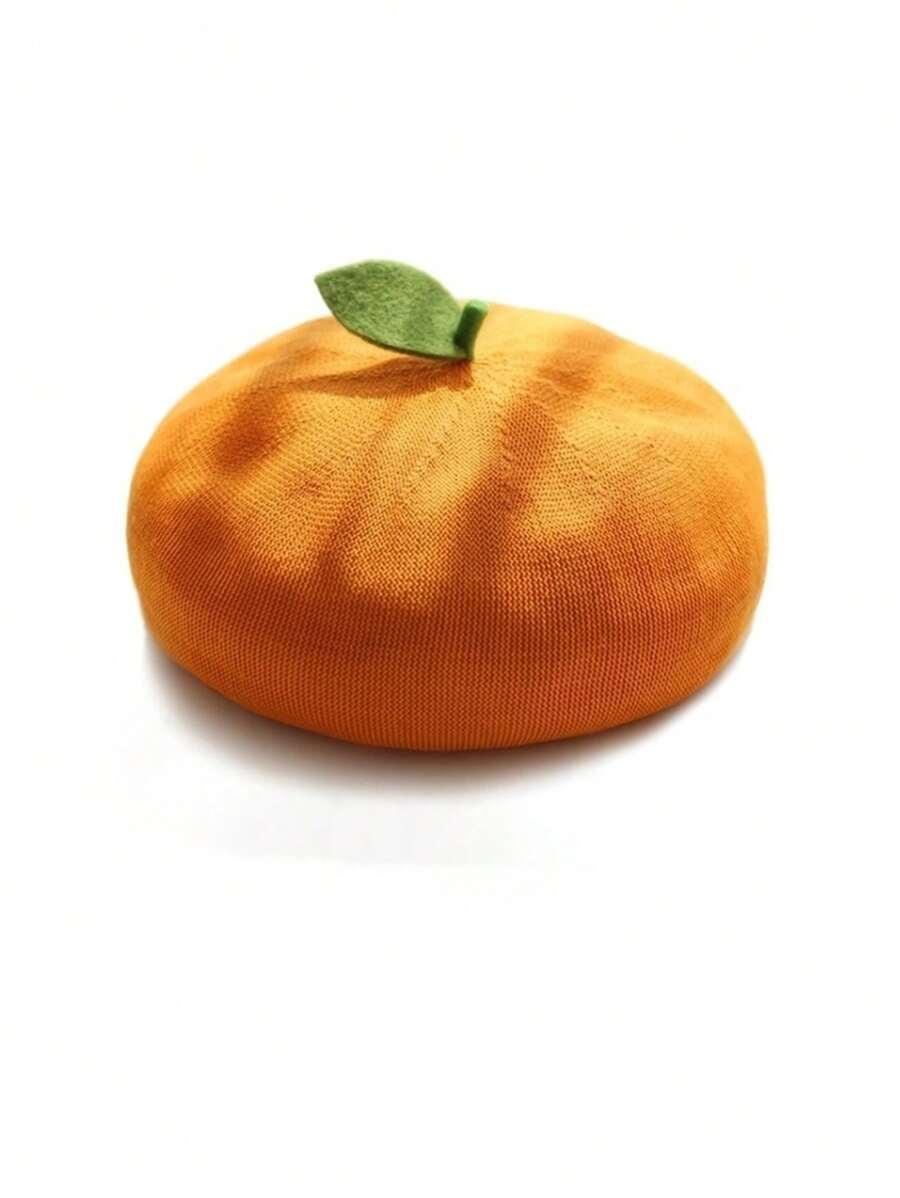 pomarańczowy beret listek