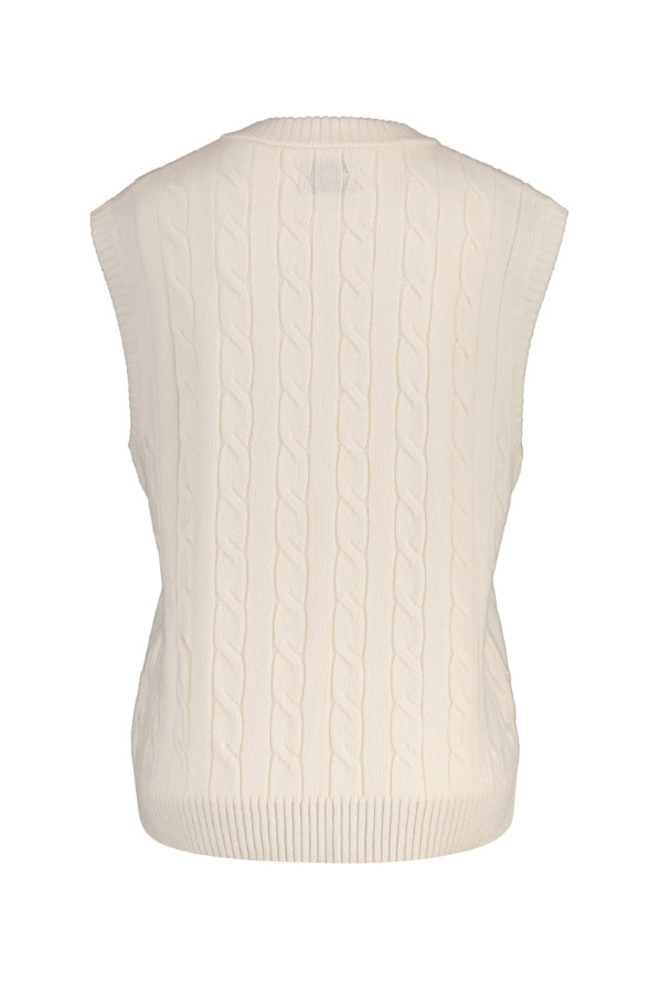 kremowa kamizelka v-neck logo dzianina