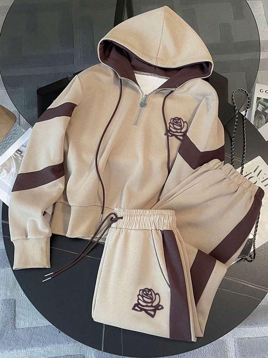 beżowy komplet bluza spodnie 