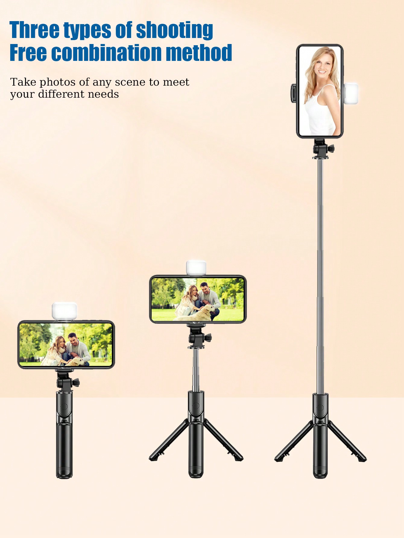 CZARNY STATYW TRÓJNOŻNY SELFIE STICK
