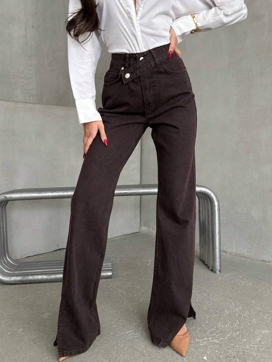 BRĄZOWE SPODNIE JEANS