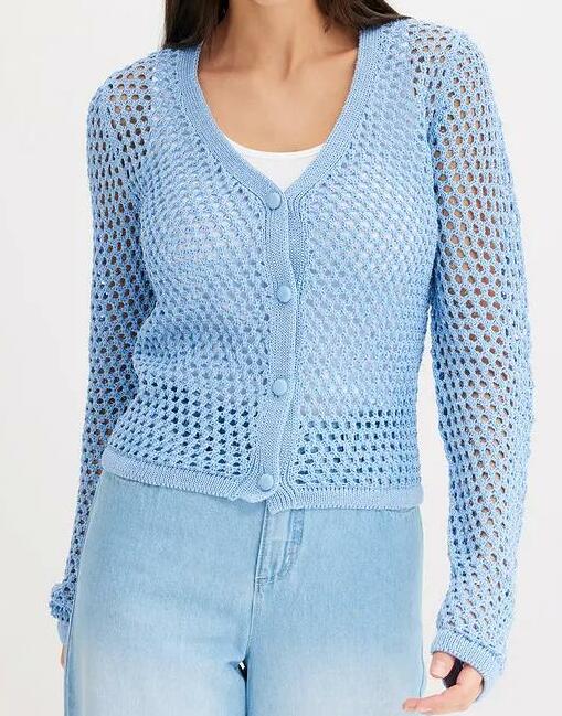 SWETER AŻUROWY ROZPINANY