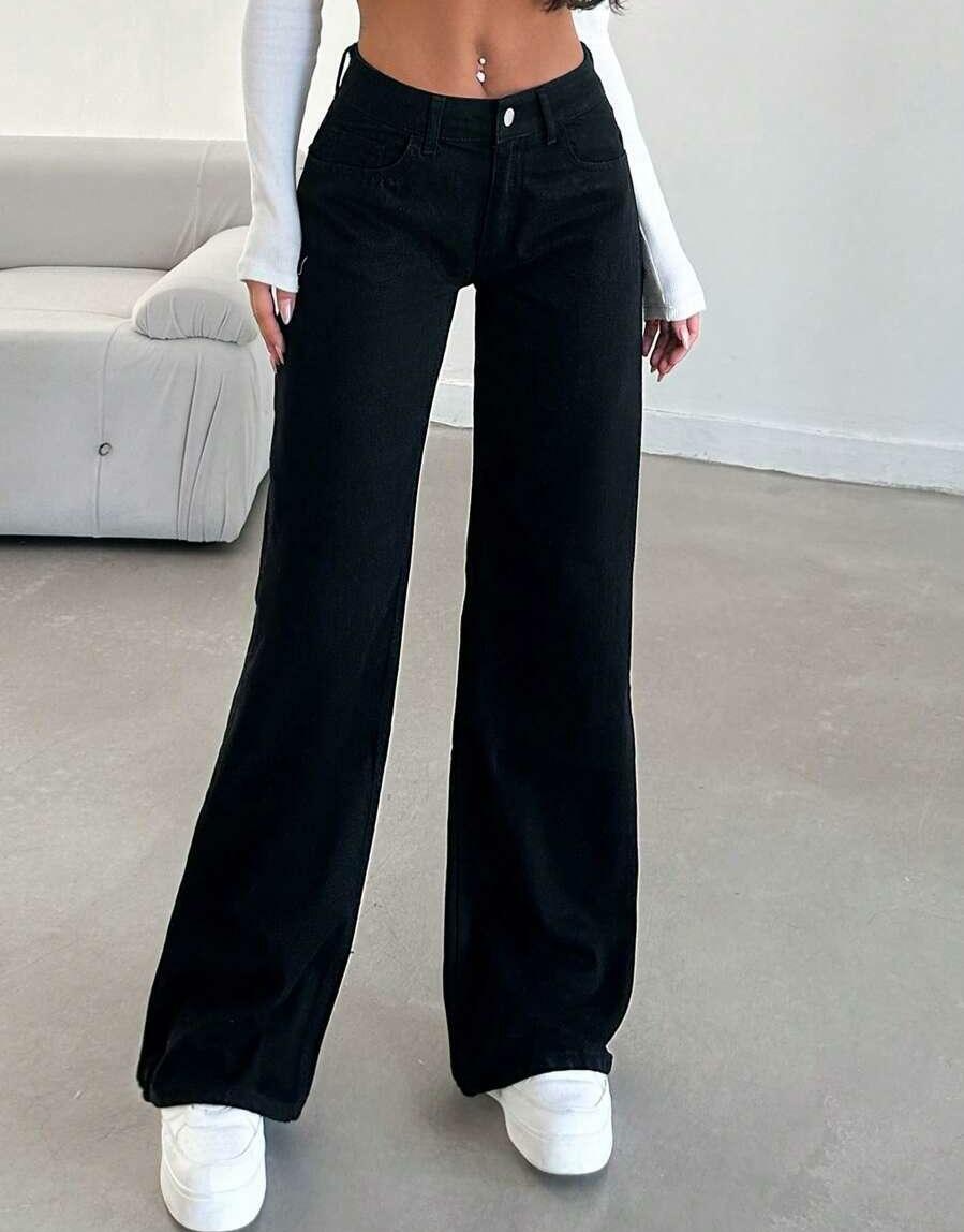 CZARNE SPODNIE JEANS