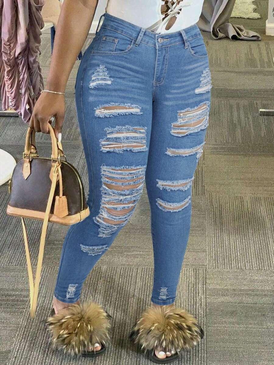 SPODNIE RIPPED JEANS