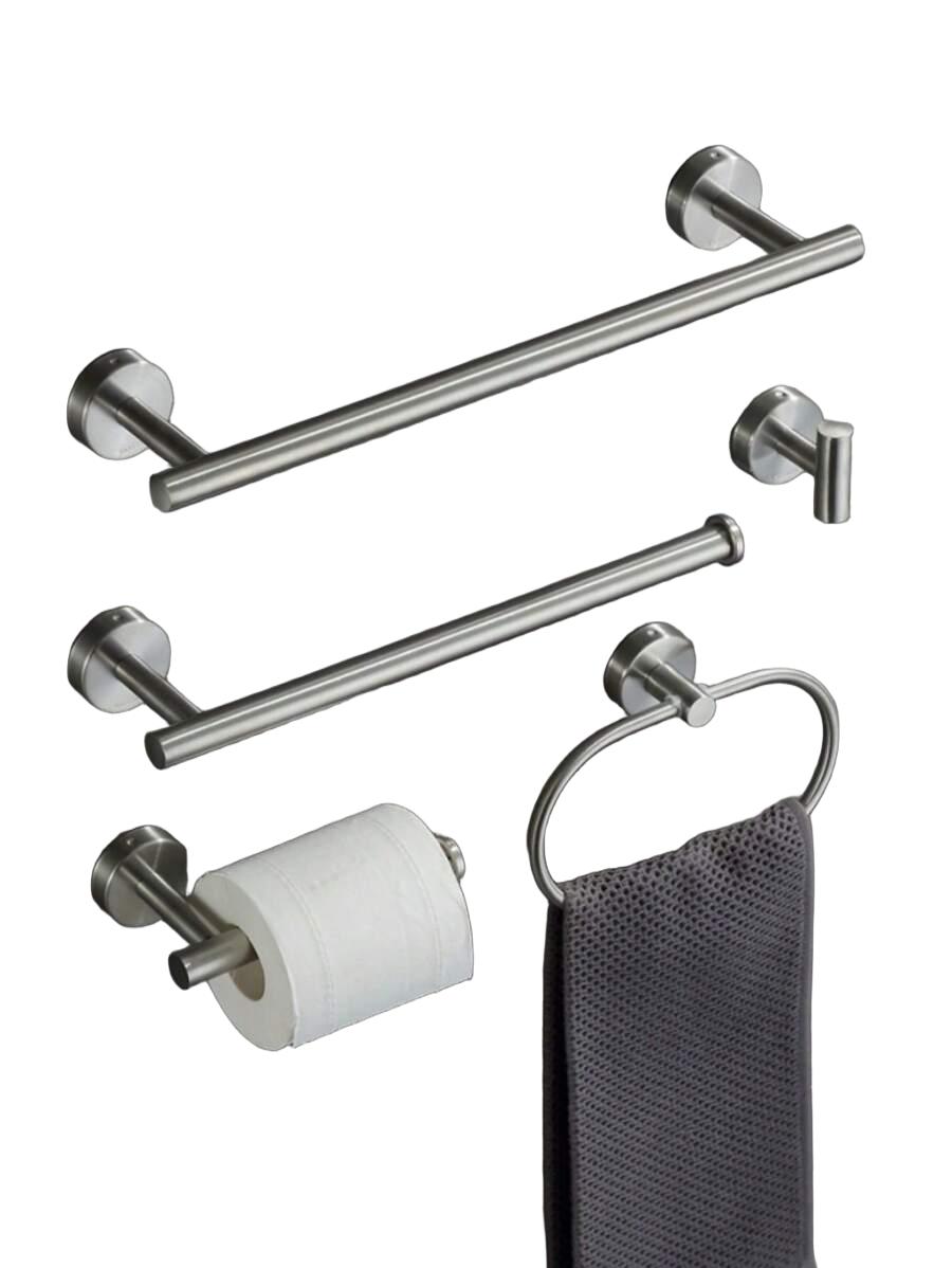 srebrny wieszak łazienkowy 5-pack