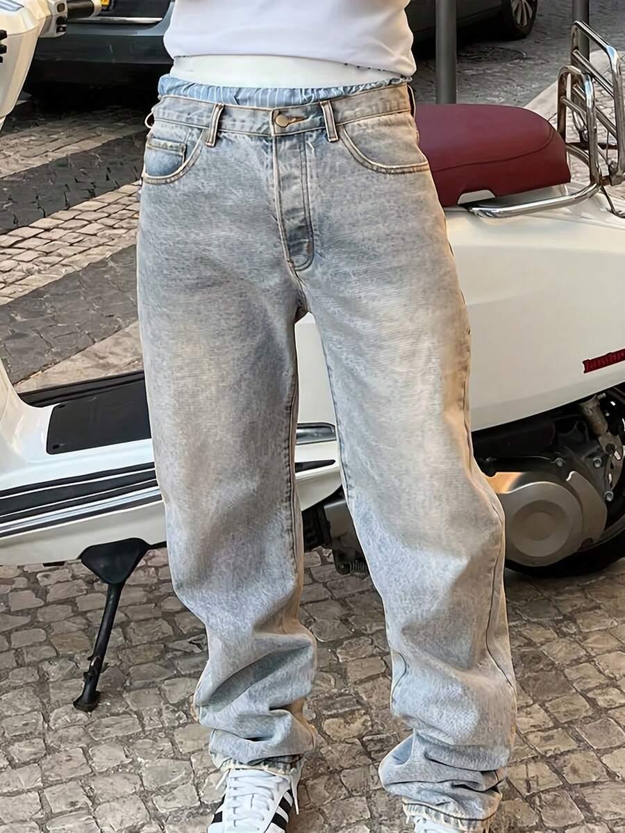 niebieskie spodnie jeans 