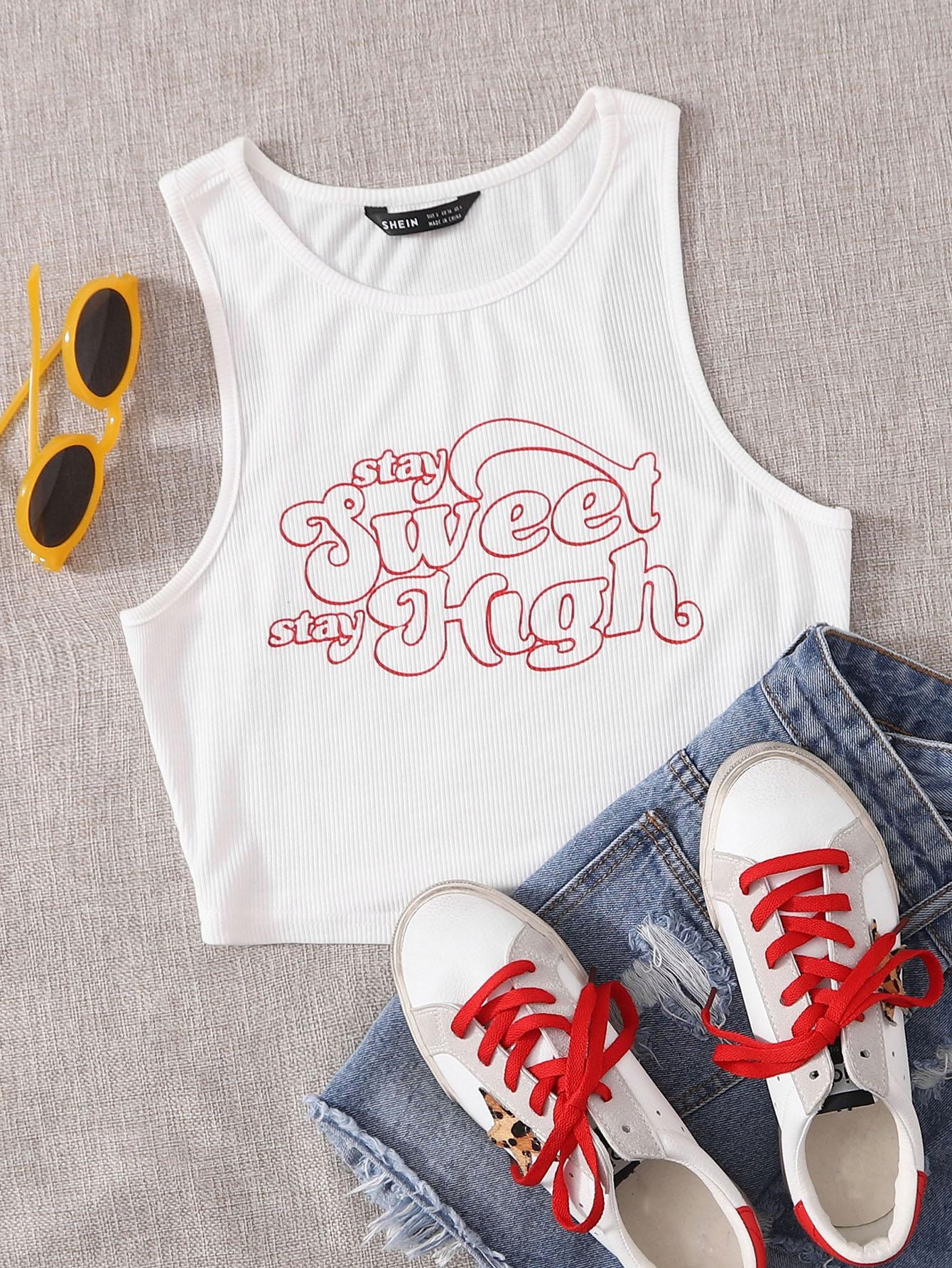 SHEIN TOP DAMSKI BIAŁY PRINT KRÓTKI__34