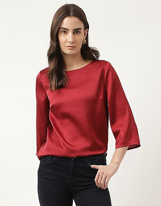 CZERWONY TOP OKRĄGŁY DEKOLT T43-3122K-DU