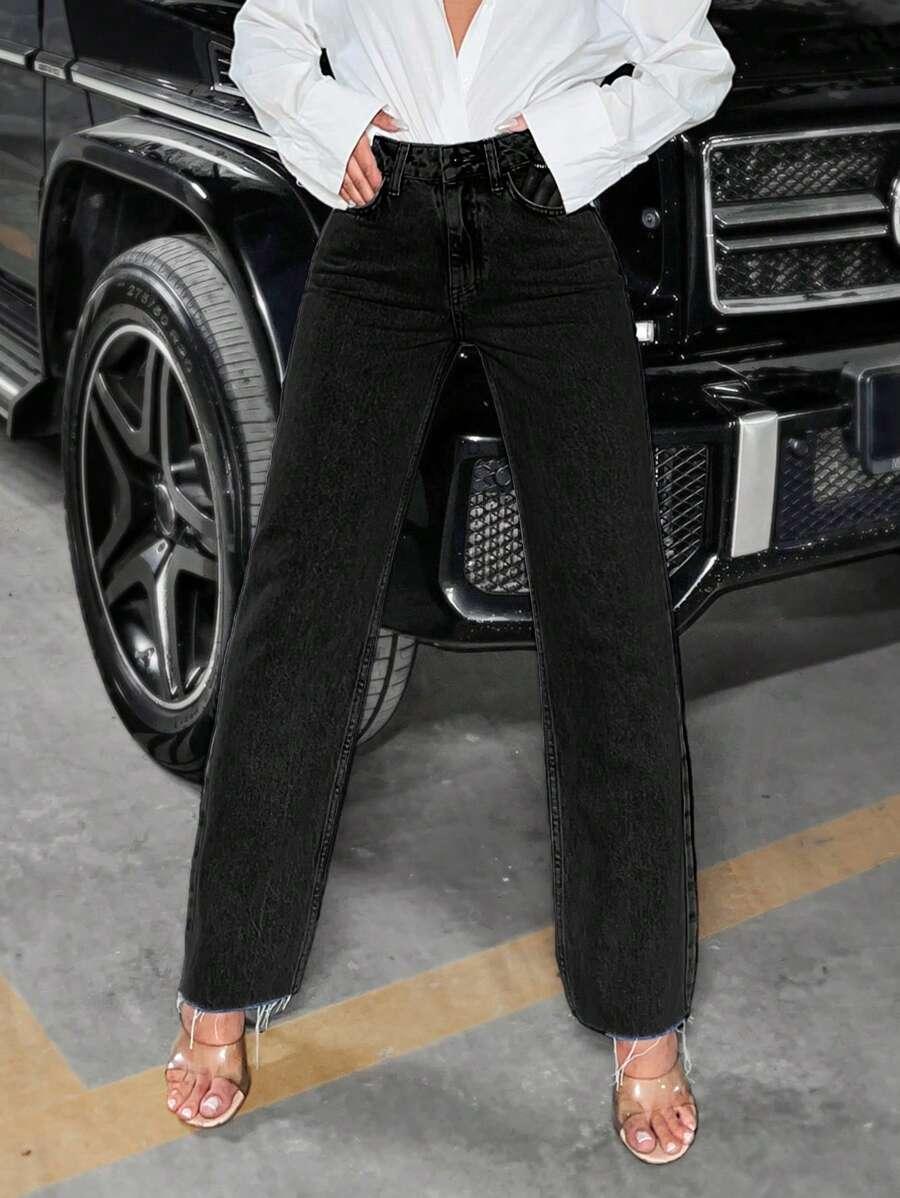 CZARNE SPODNIE JEANS