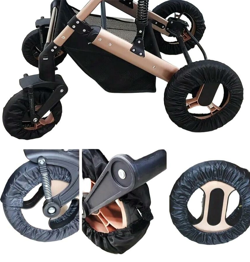 CZARNE POKROWCE NA KOŁA DO WÓZKA  2-PACK