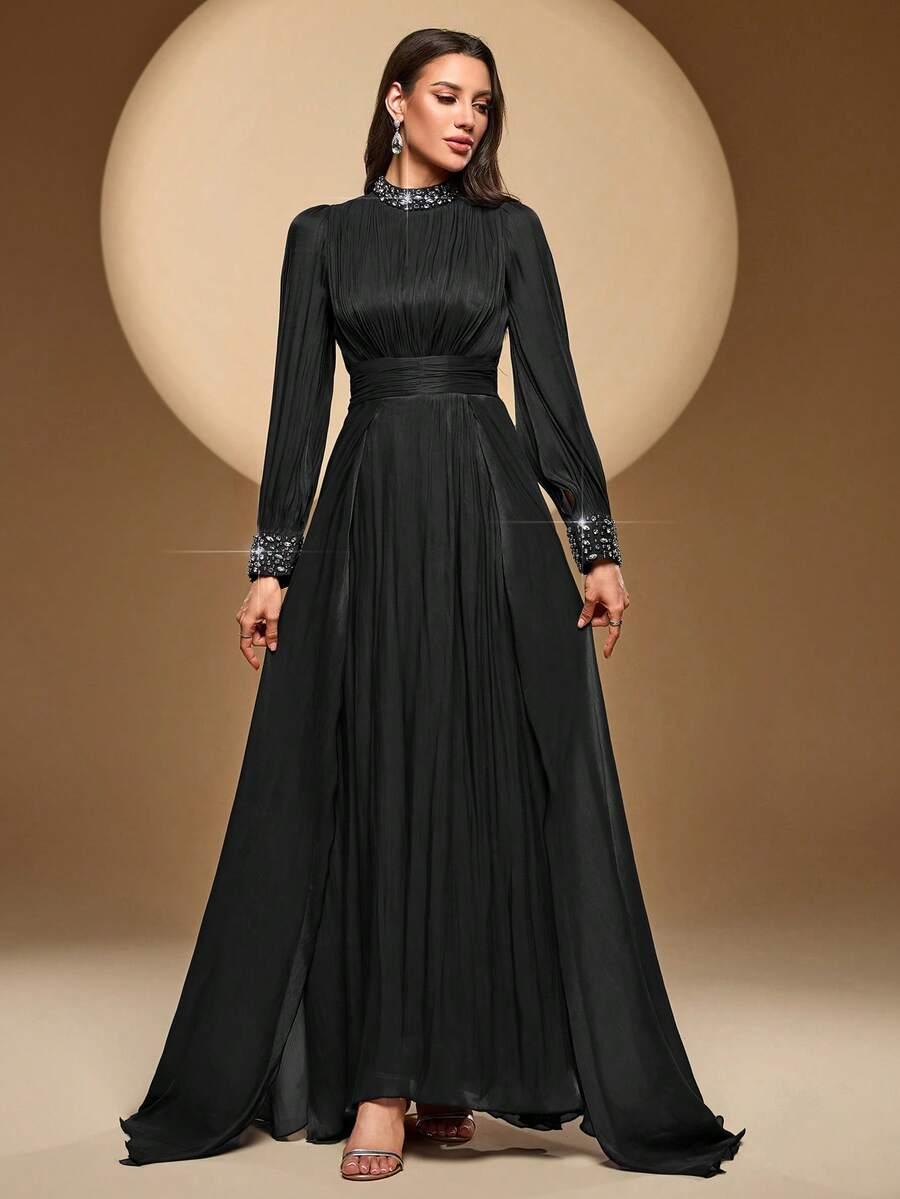 czarna sukienka maxi