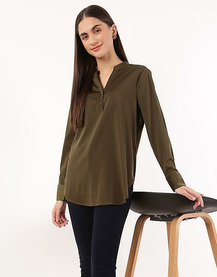 TOP KHAKI V-NECK T43-3448K-XC