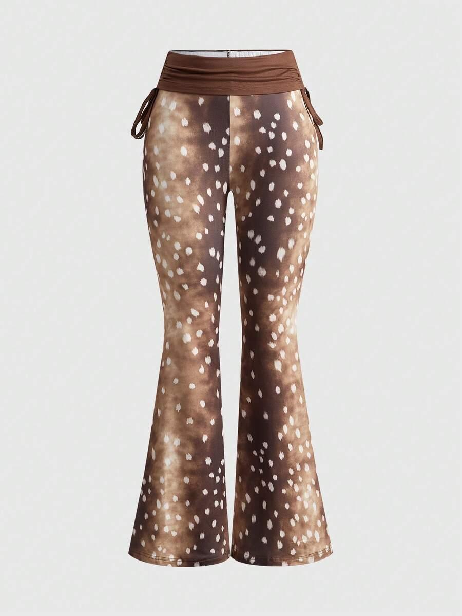 spodnie dzwony animal print