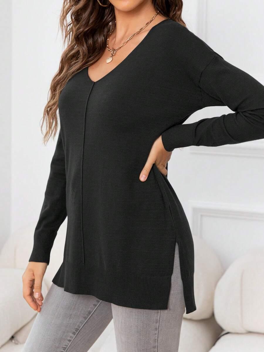 klasyczny czarny sweter v neck