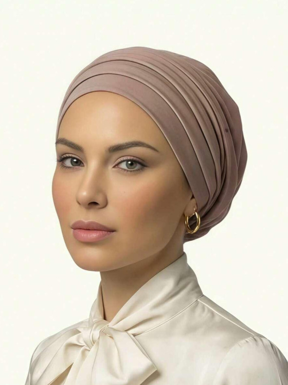 BEŻOWY TURBAN NA GŁOWĘ