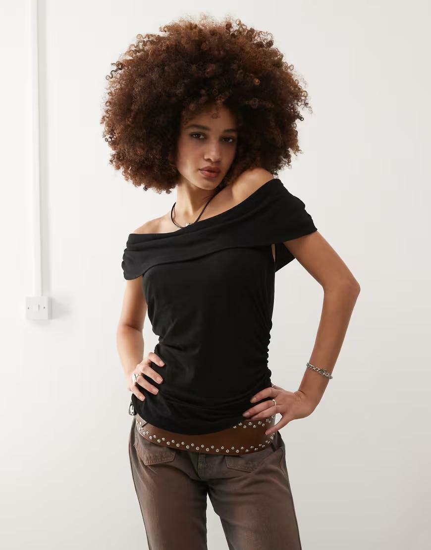 CZARNY TOP ASYMETRIA 