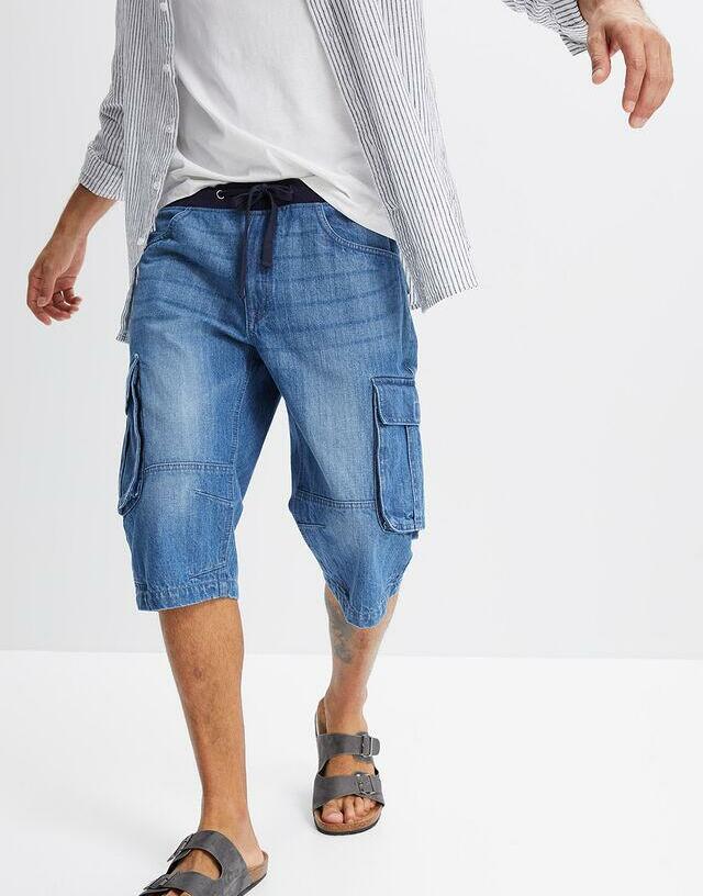 JEANSOWE SPODENKI MĘSKIE ZA KOLANO PLUS SIZE