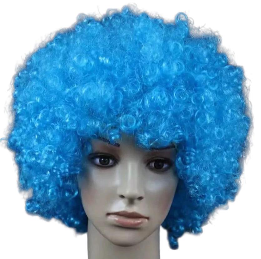 niebieska peruka afro