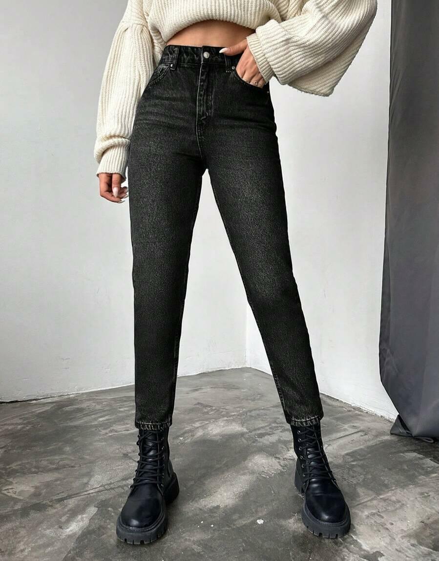 CZARNE SPODNIE JEANS