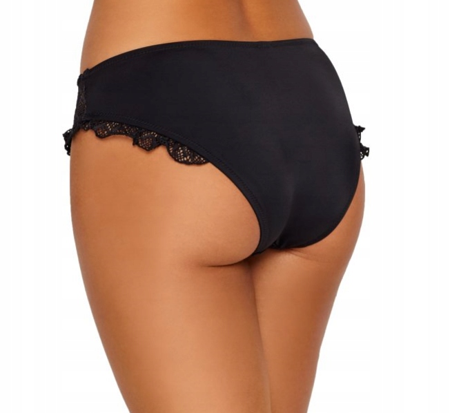 CZARNY DÓŁ OD BIKINI koronka falbanki