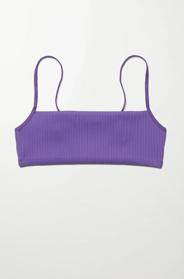 FIOLETOWA GÓRA OD BIKINI W PRĄŻKI