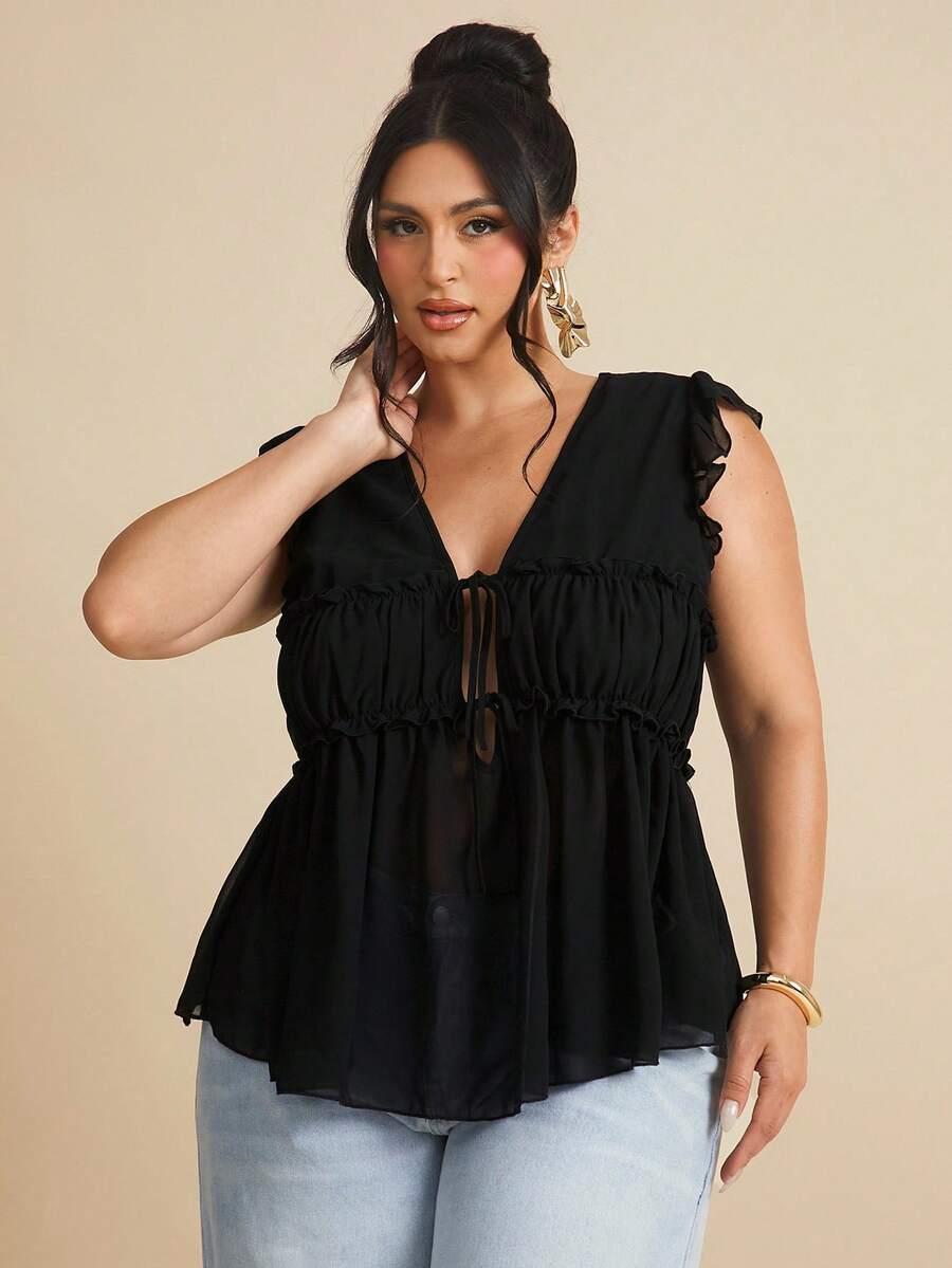 czarna bluzka v-neck