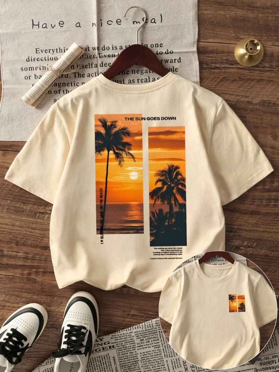 beżowy t-shirt print