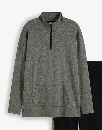SZARA LUŹNA BLUZA Z ZAMKIEM 