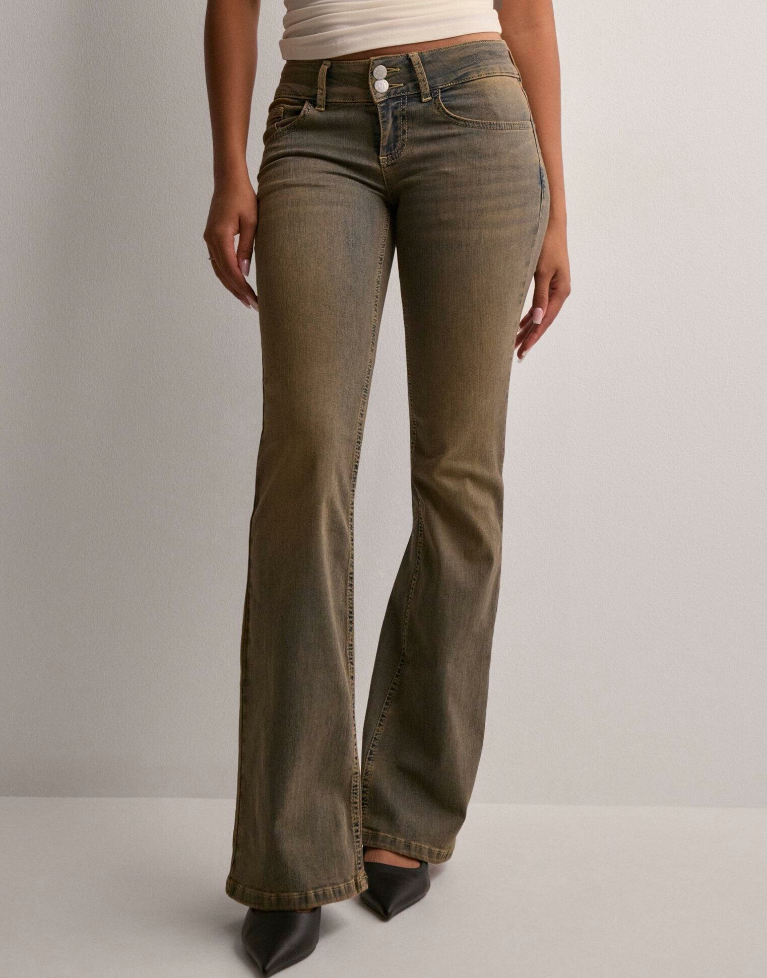 spodnie bootcut jeasn z niskim stanem vintage