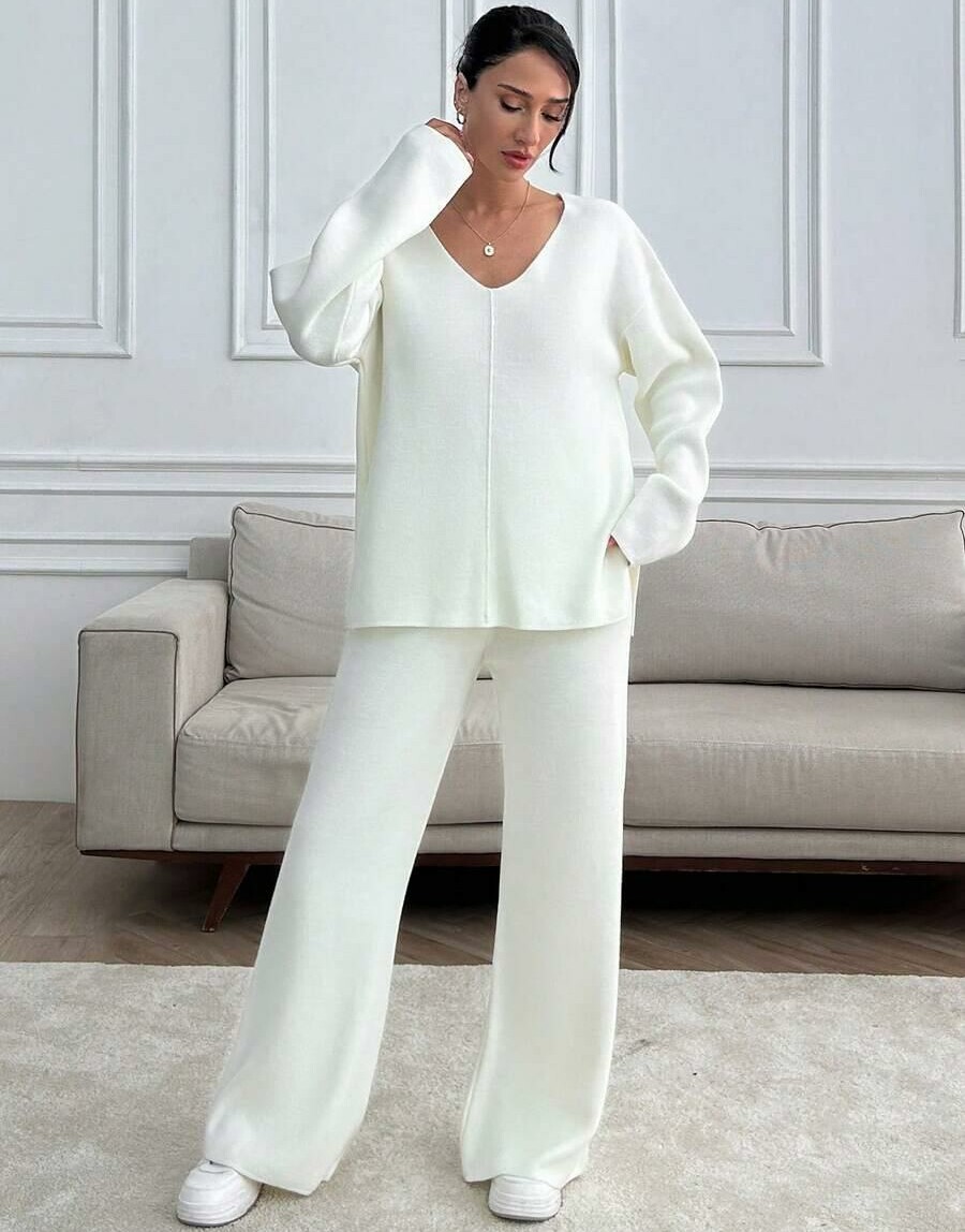 komplet sweter spodnie