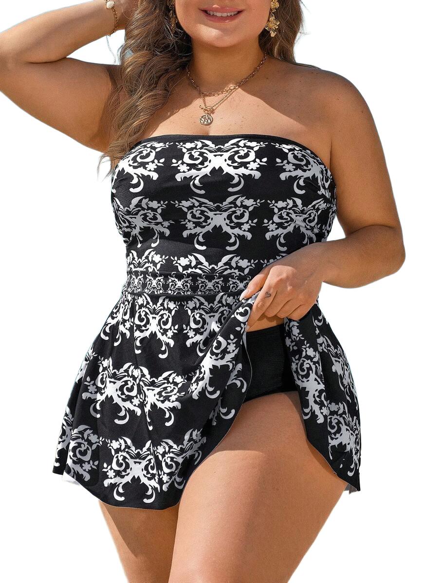 KOMPLET TANKINI Z WZOREM