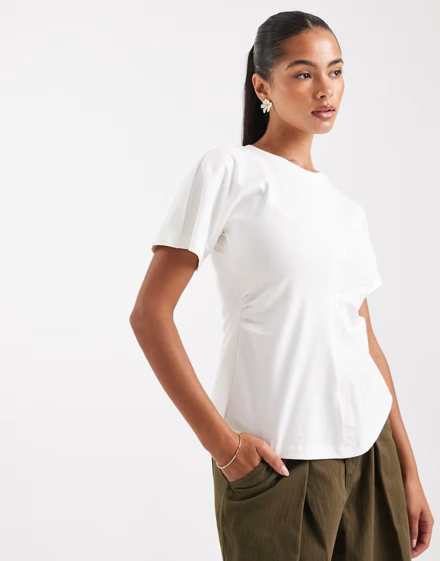 BIAŁY T-SHIRT MARSZCZENIA