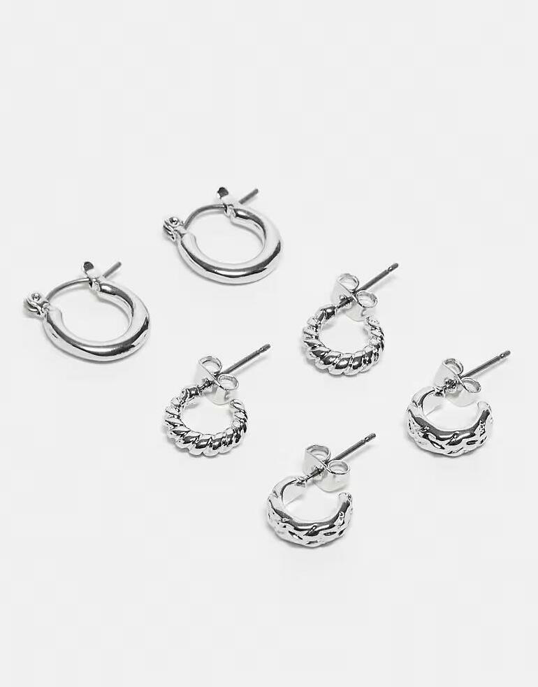 srebrne kolczyki kółka zestaw 3-pack