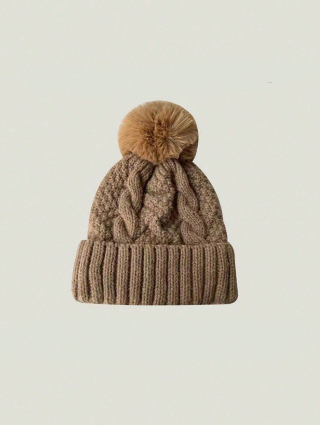 brązowa CZAPKA POMPON