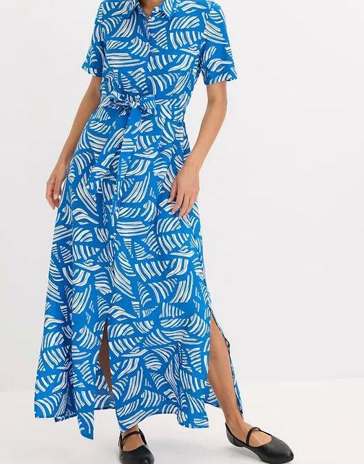 SUKIENKA MAXI PLUS SIZE Z KOŁNIERZYKIEM I GUZIKAMI WISKOZOWA