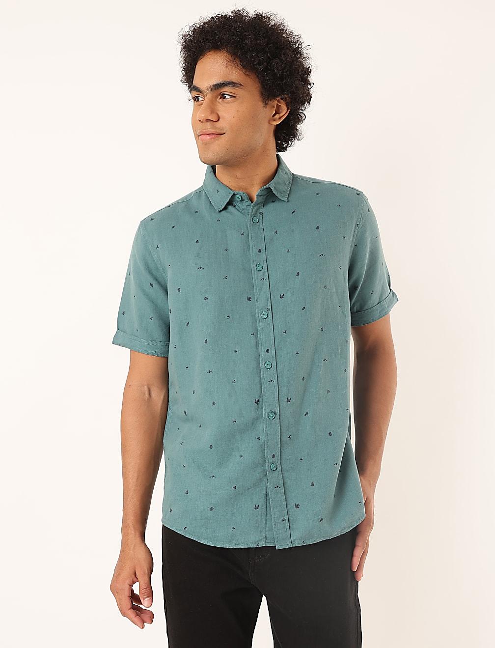 lniana koszula print T25-3923K-XT