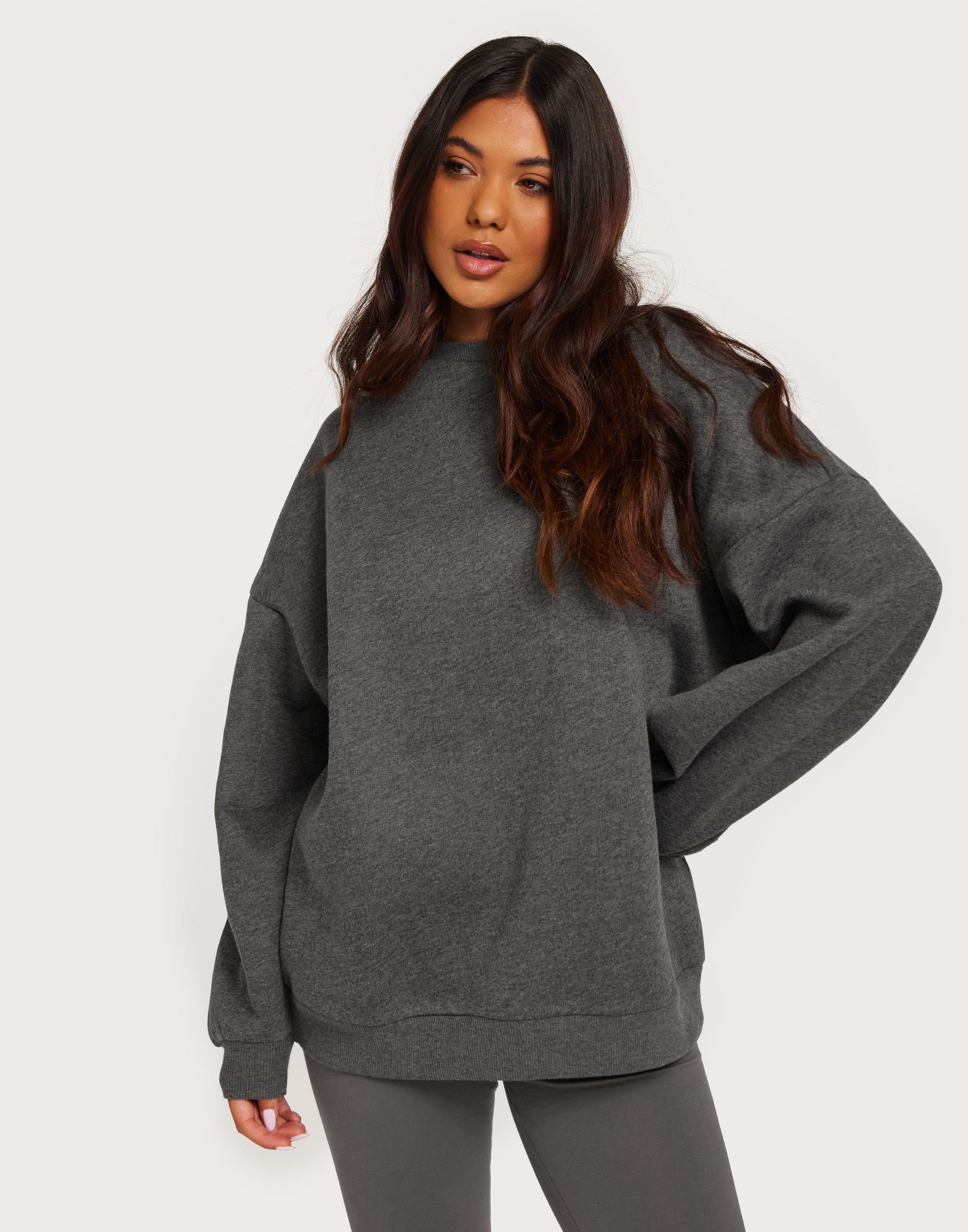 GRAFITOWA LUŹNA BLUZA DRESOWA OVERSIZE
