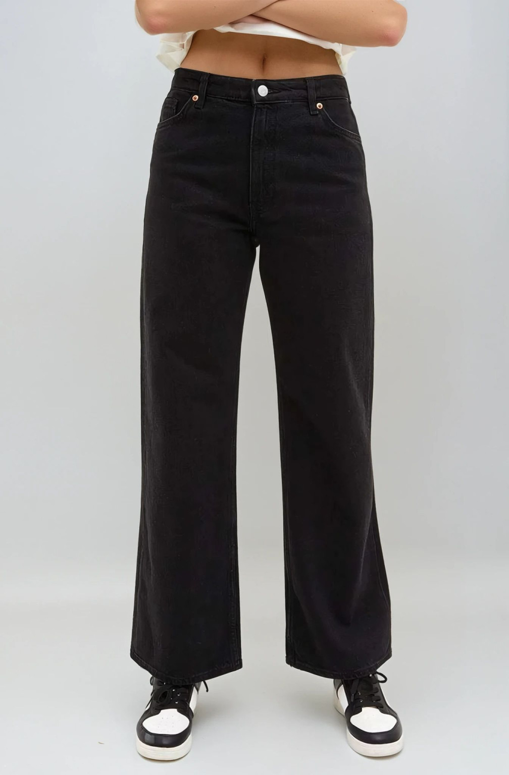 CZARNE SPODNIE JEANS MID WAIST