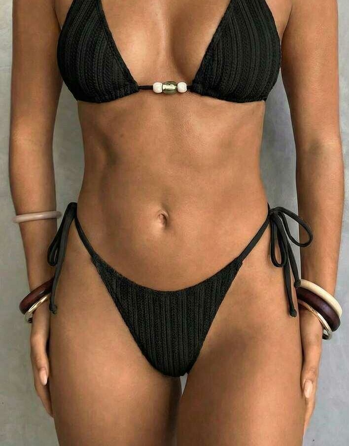 czarny dół od bikini wiązanie