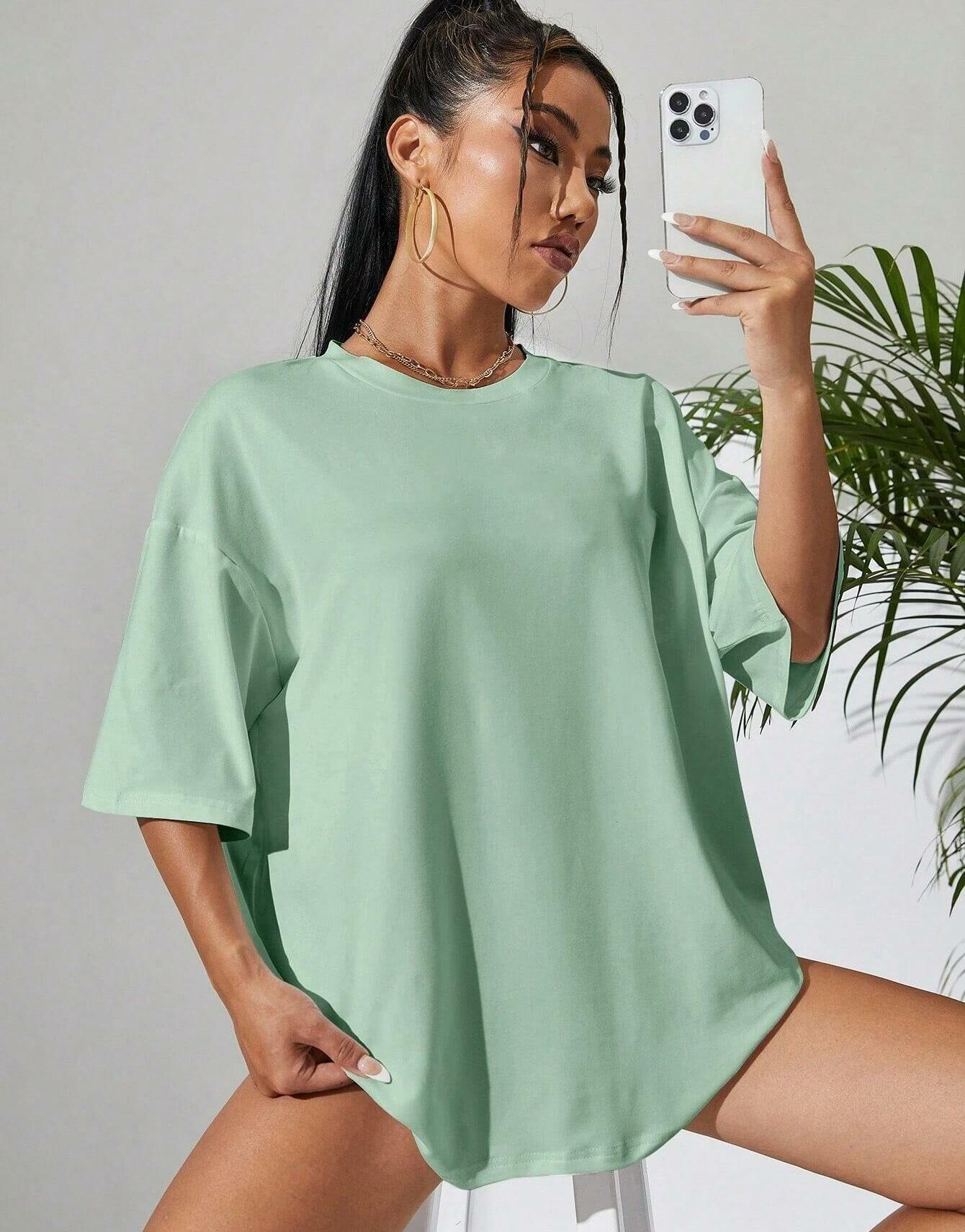 ZIELONY T-SHIRT OVERSIZE