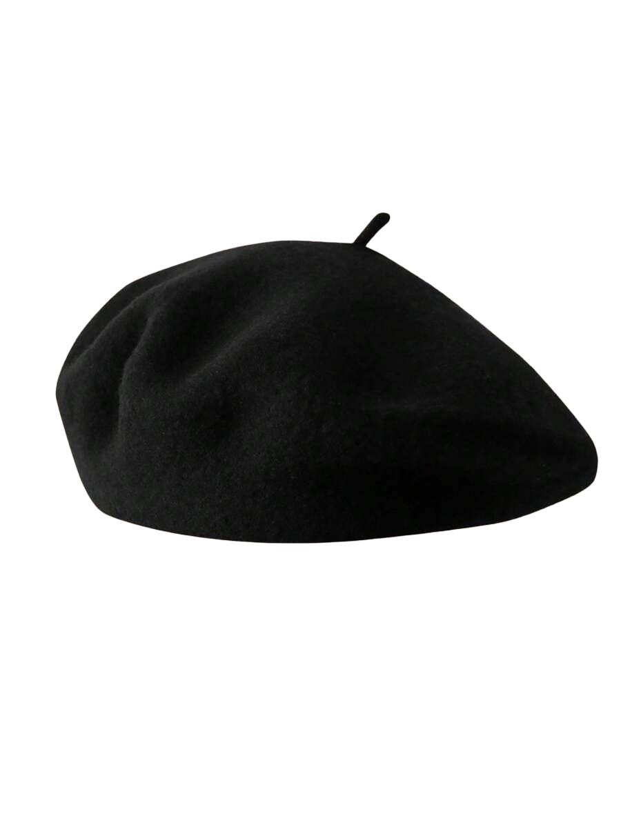 czarny klasyczny beret