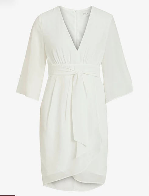 BIAŁA MIDI SUKIENKA V NECK 
