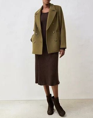 PŁASZCZ DAMSKI PLUS SIZE WEŁNIANY DO BIODER